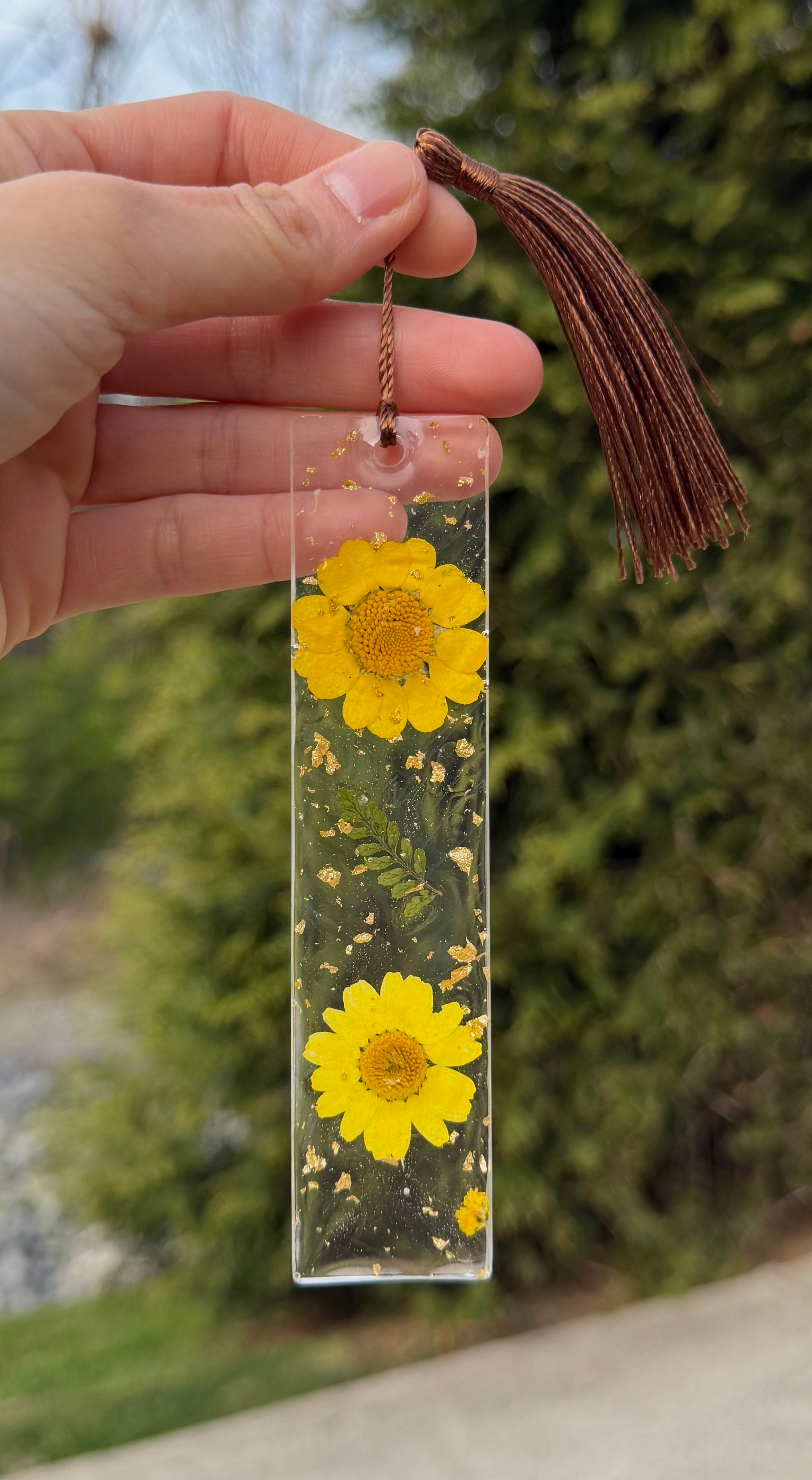 Pressed Flower Resin Bookmark – Handmade