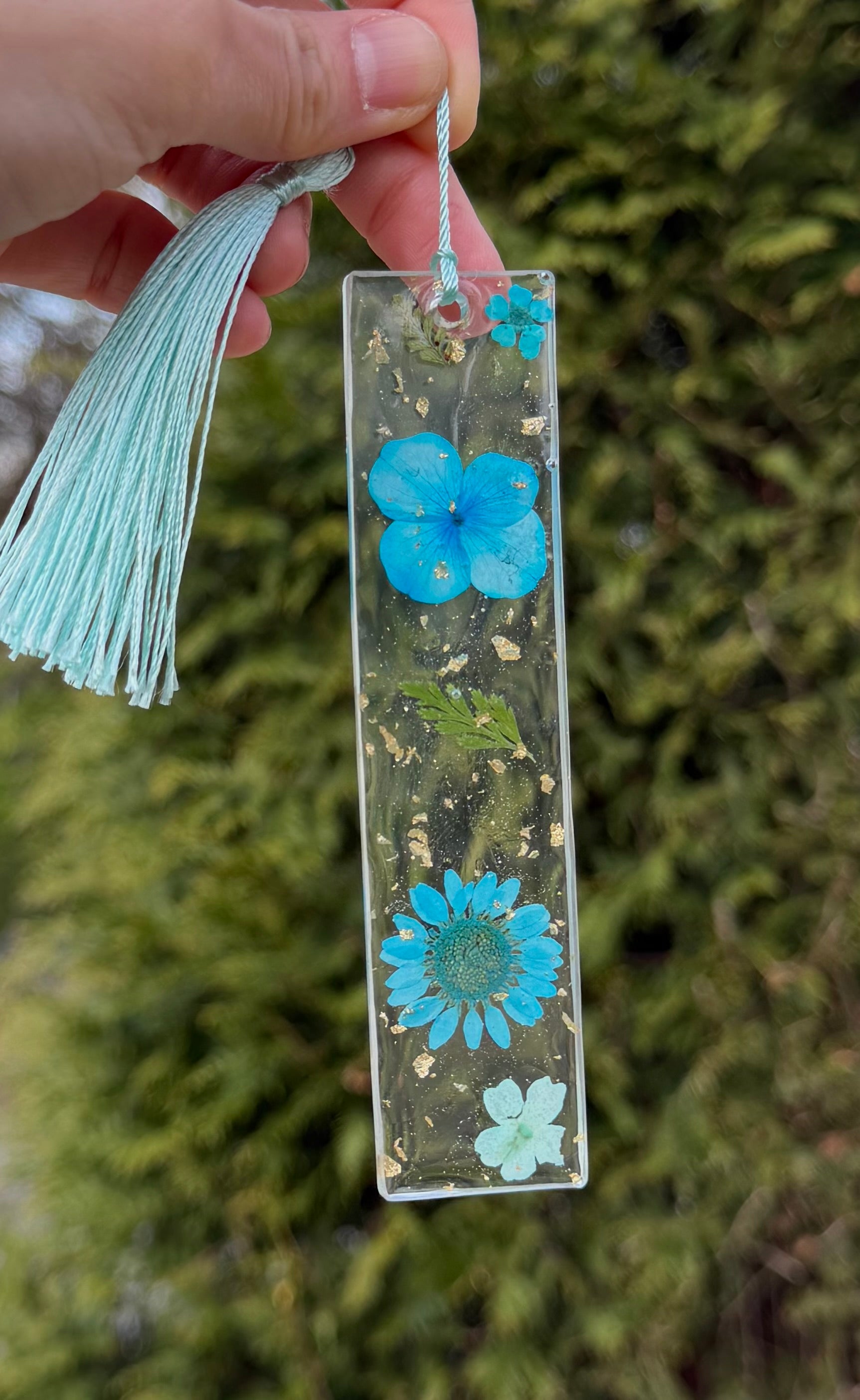 Pressed Flower Resin Bookmark – Handmade