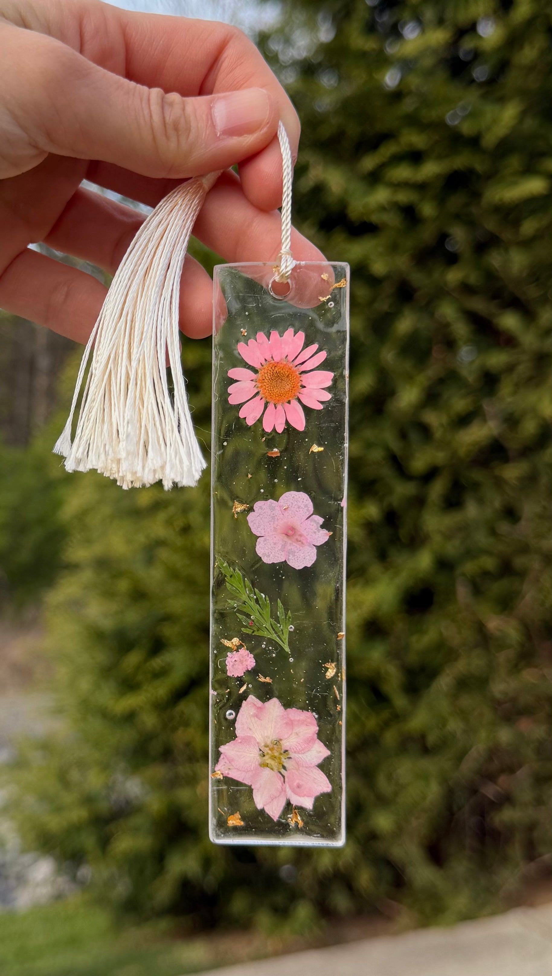 Pressed Flower Resin Bookmark – Handmade