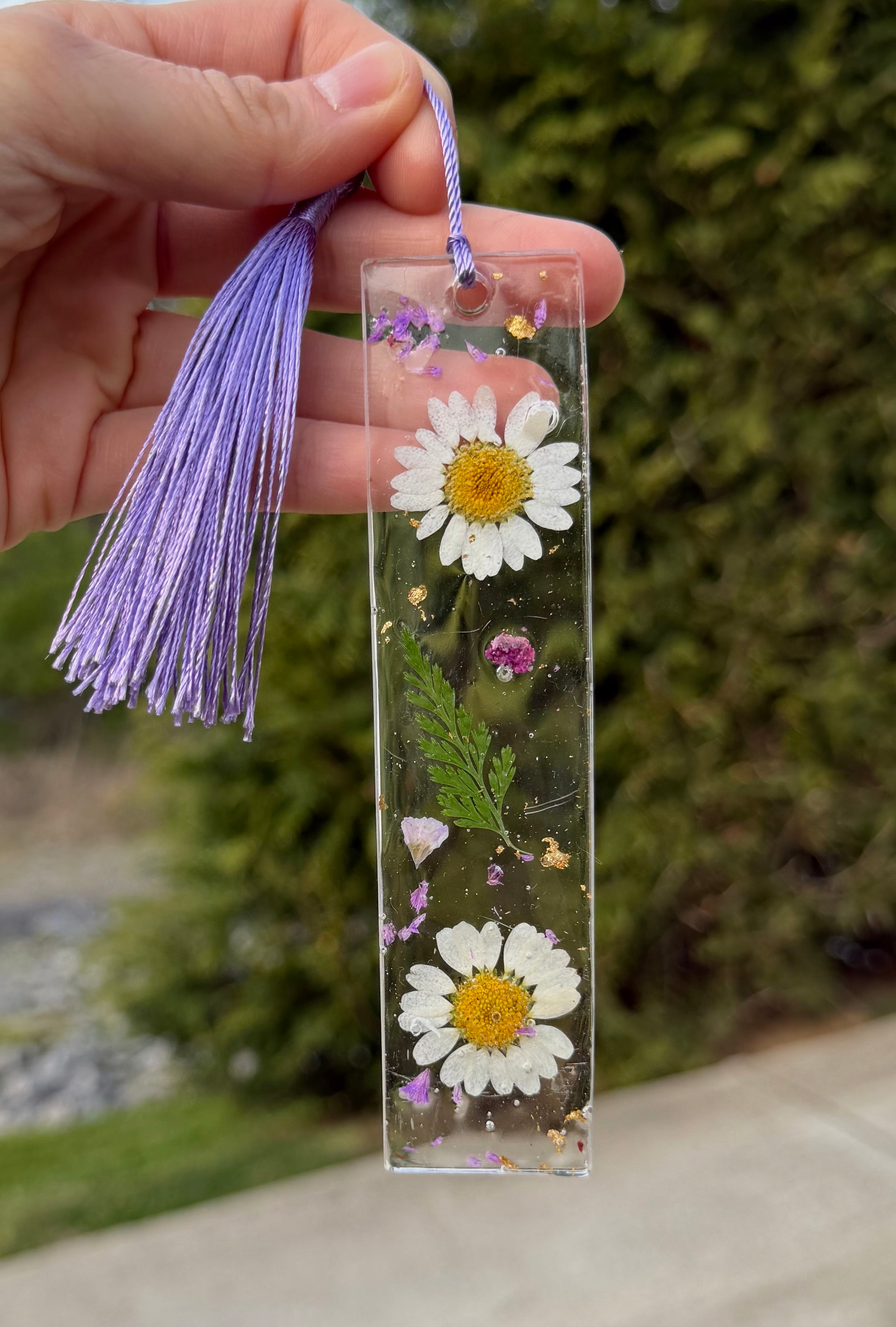 Pressed Flower Resin Bookmark – Handmade