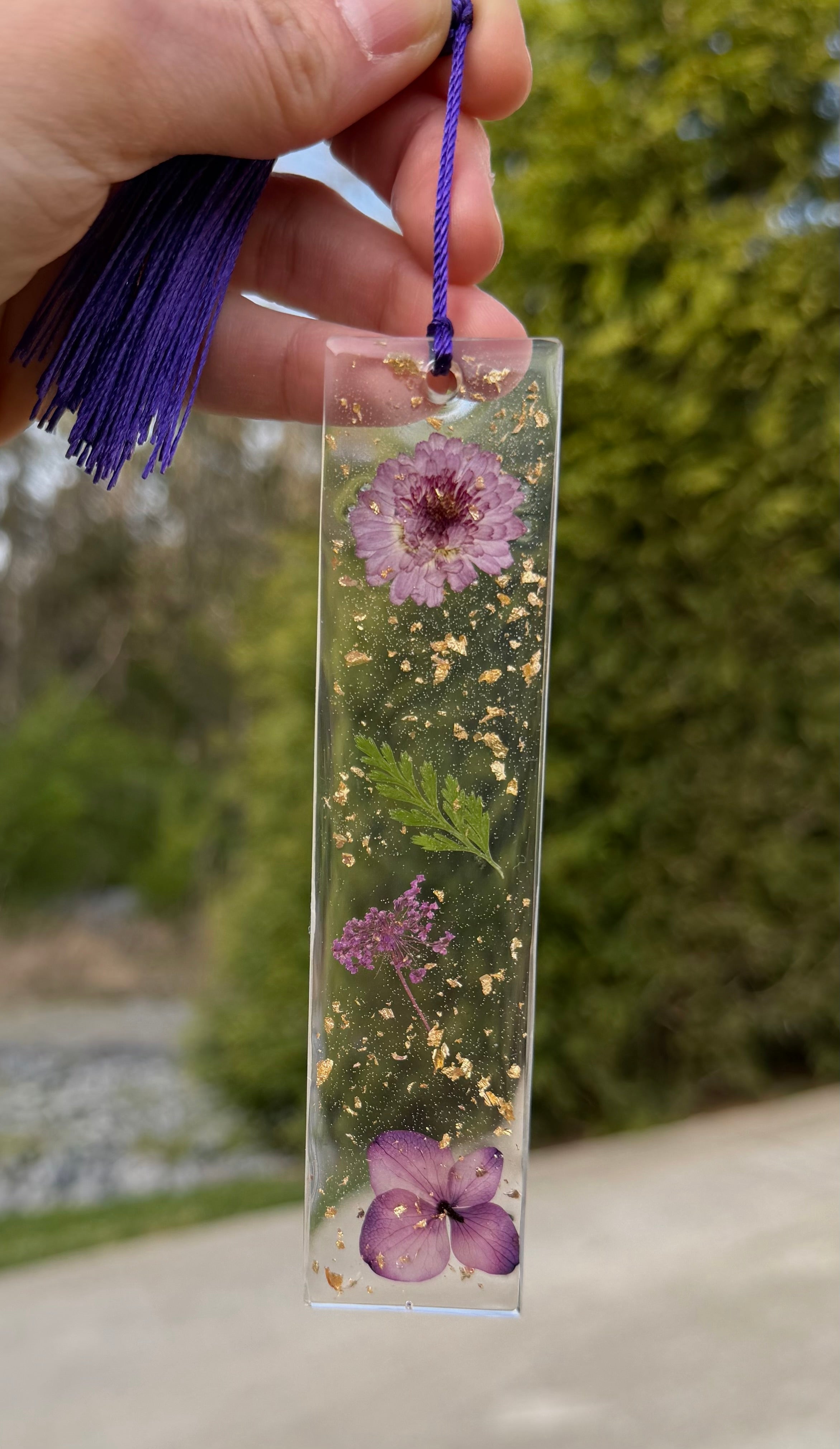Pressed Flower Resin Bookmark – Handmade