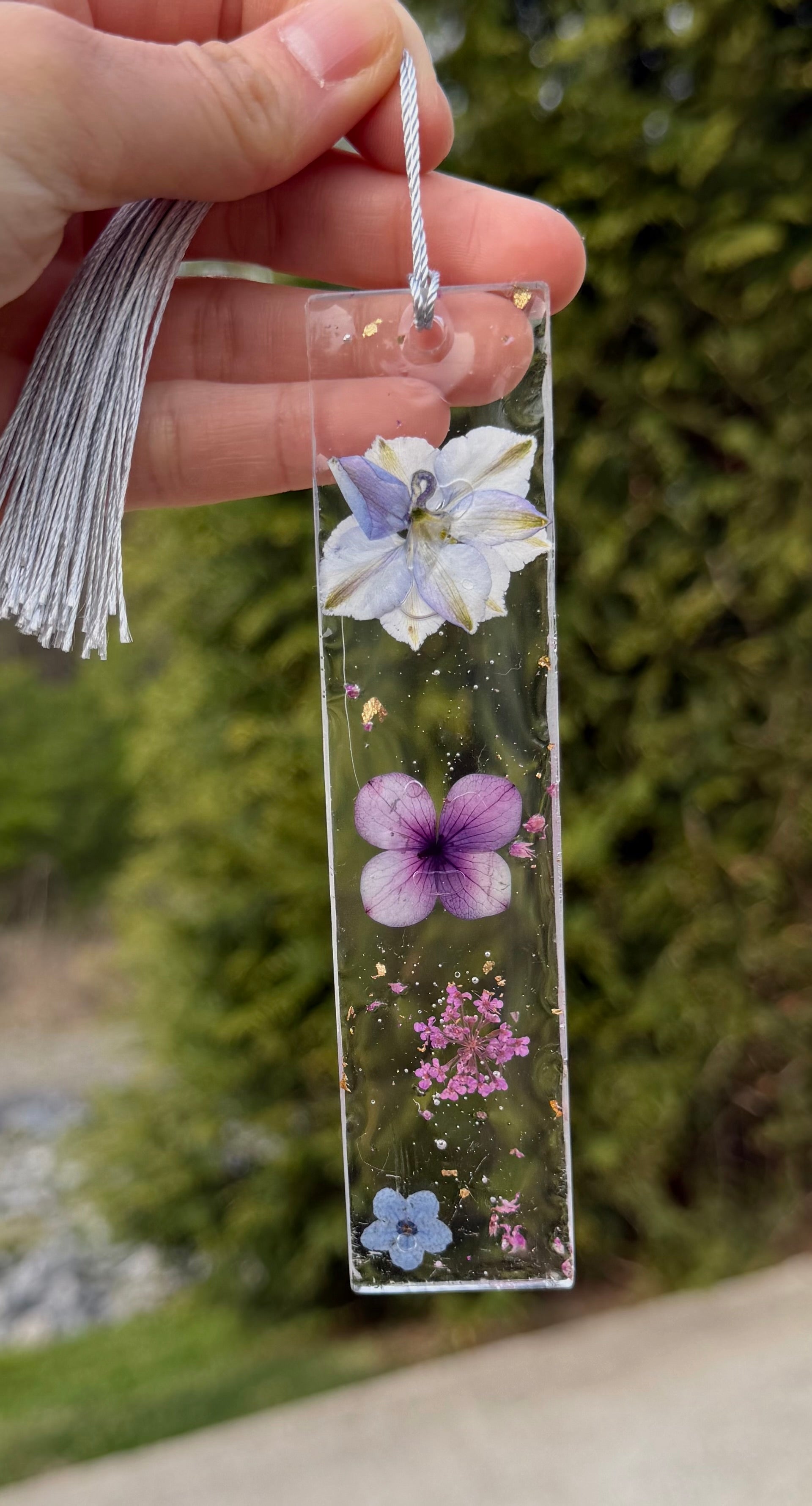 Pressed Flower Resin Bookmark – Handmade