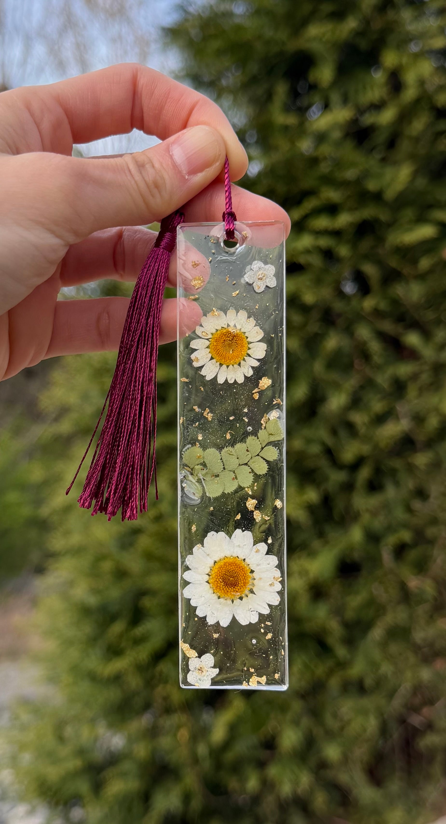 Pressed Flower Resin Bookmark – Handmade