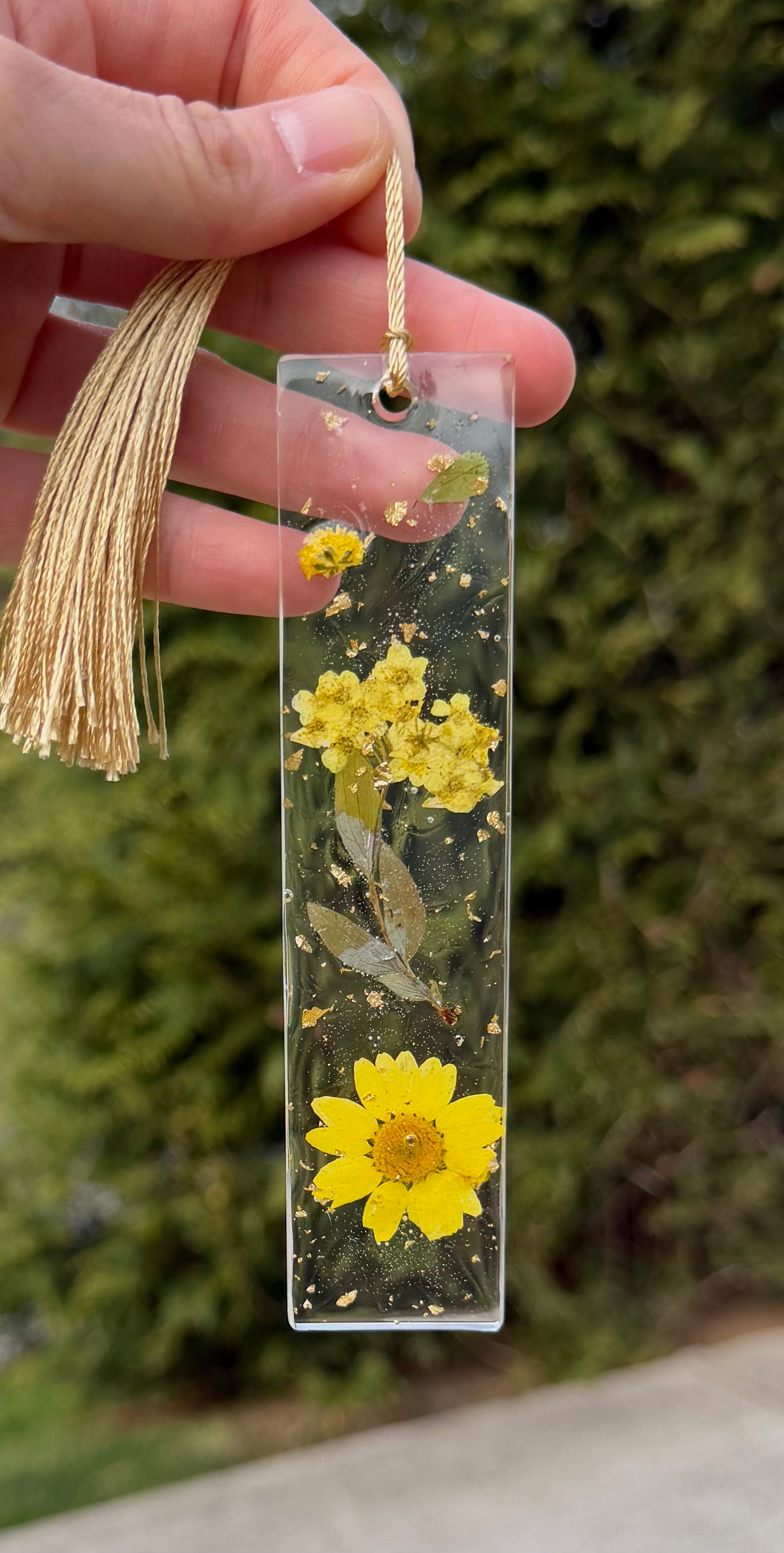 Pressed Flower Resin Bookmark – Handmade