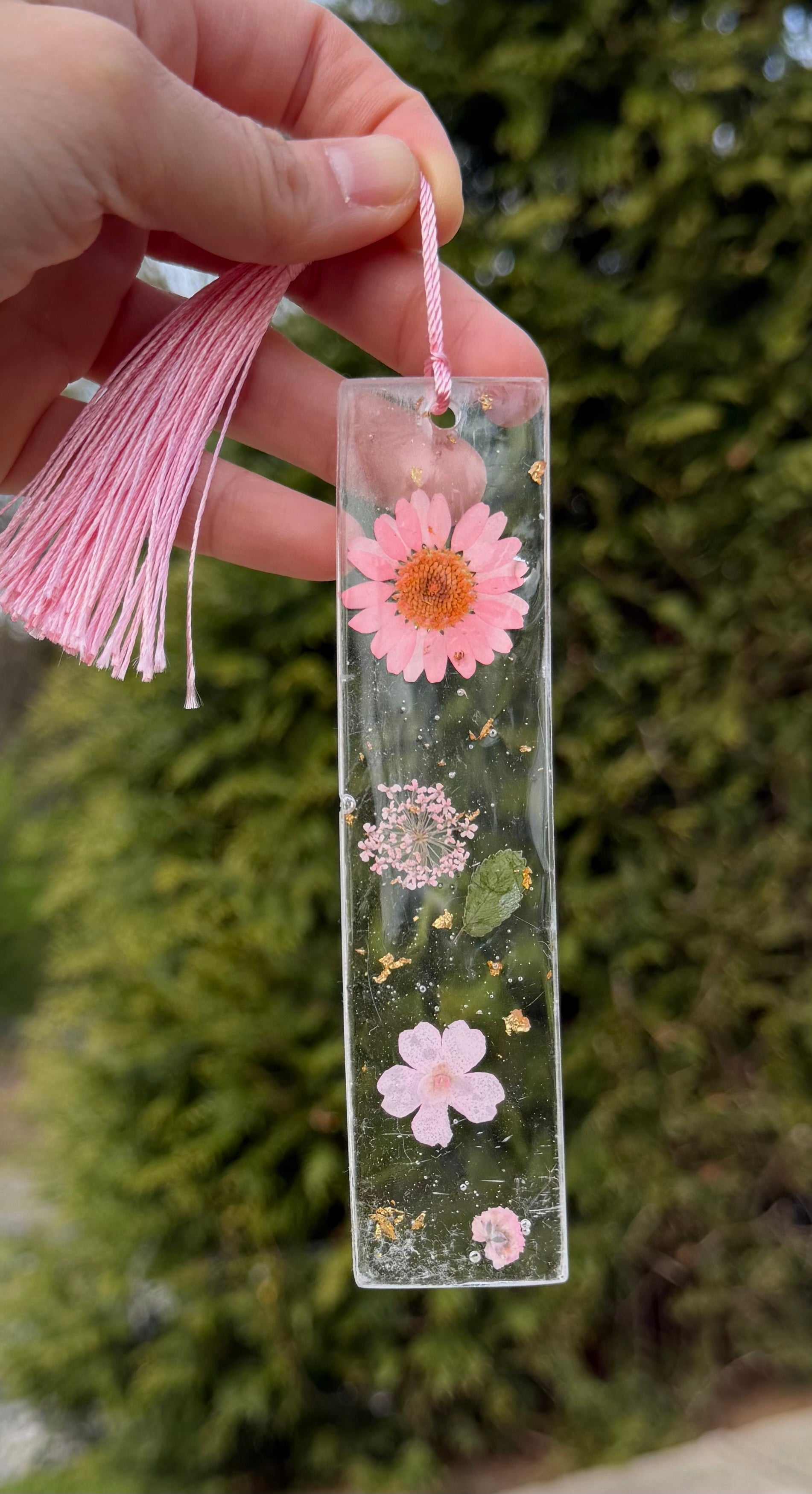 Pressed Flower Resin Bookmark – Handmade