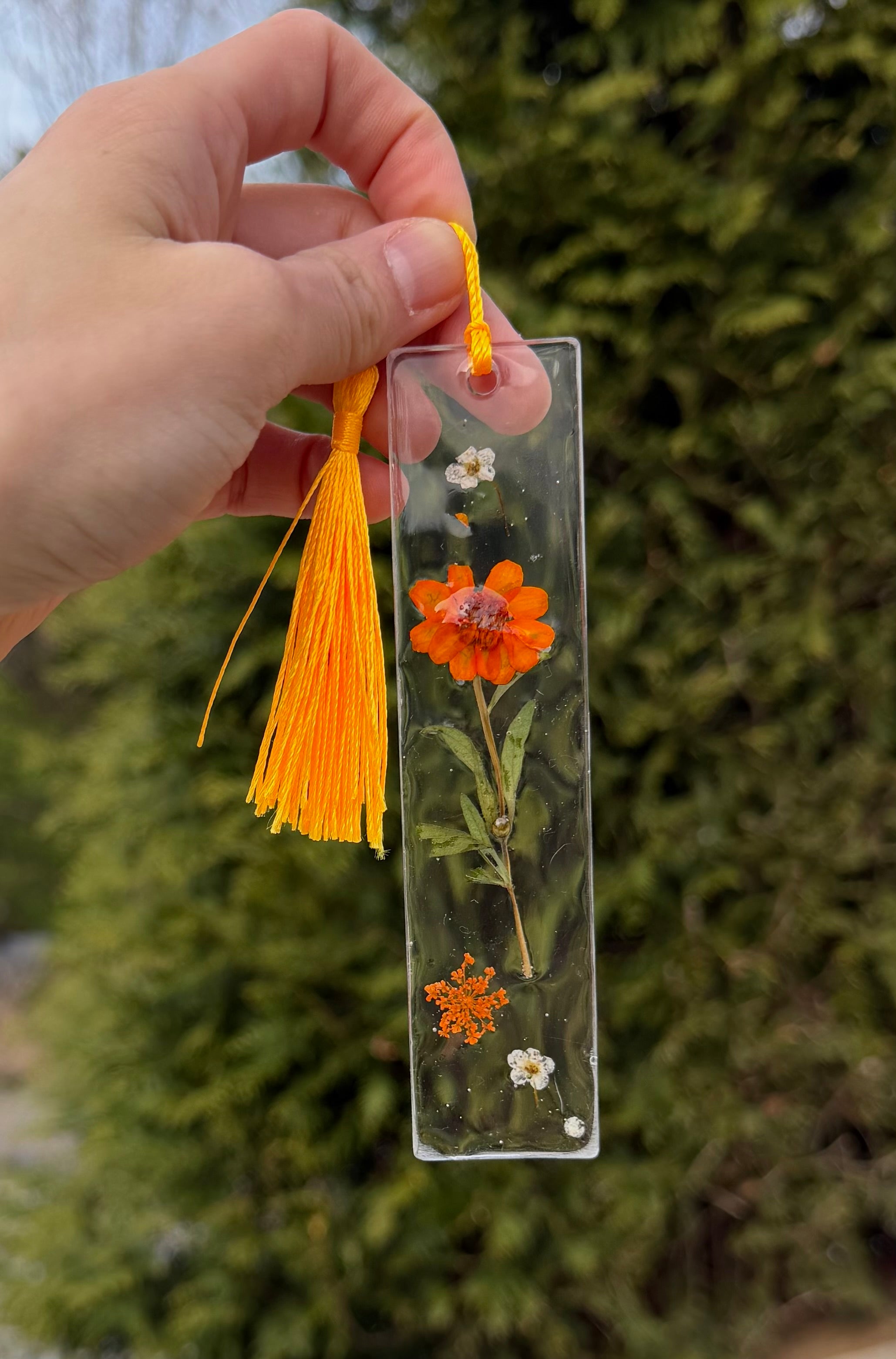 Pressed Flower Resin Bookmark – Handmade